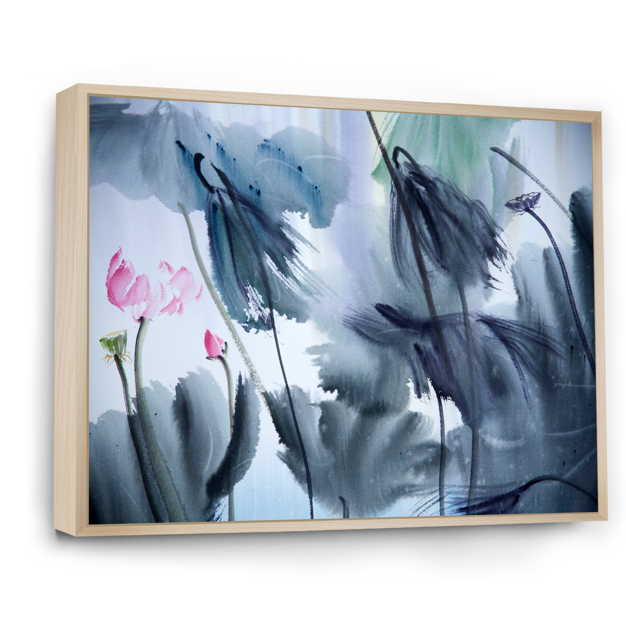 Winston Porter Chinese Ink Flower Traditional Canvas Art Print